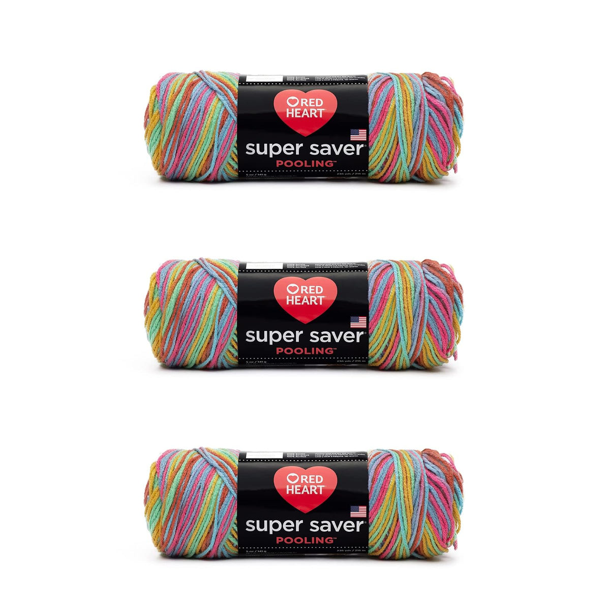 Red Heart Super Saver Estambre Acrílico, Varios Colores - Papaya - Paquete de 3
