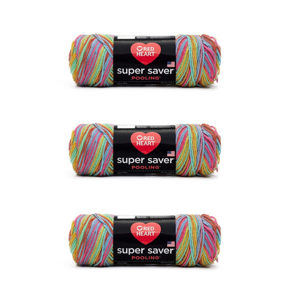 Red Heart Super Saver Estambre Acrílico, Varios Colores - Papaya - Paquete de 3