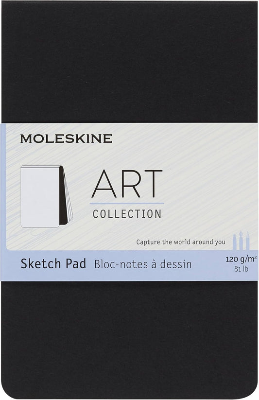 Moleskine Art Sketch Pad, Pocket, Black (3.5 X 5.5) | Bolsillo de 8,9 x 14 cm, 48 páginas con papel de 120 g/m², páginas desmontables y cubierta suave para dibujar.