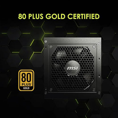 MSI PSU mag A650GL 80 Plus Gold Full Modular | Full modular, certificación 80 Plus Gold, 650 W, fuente de alimentación