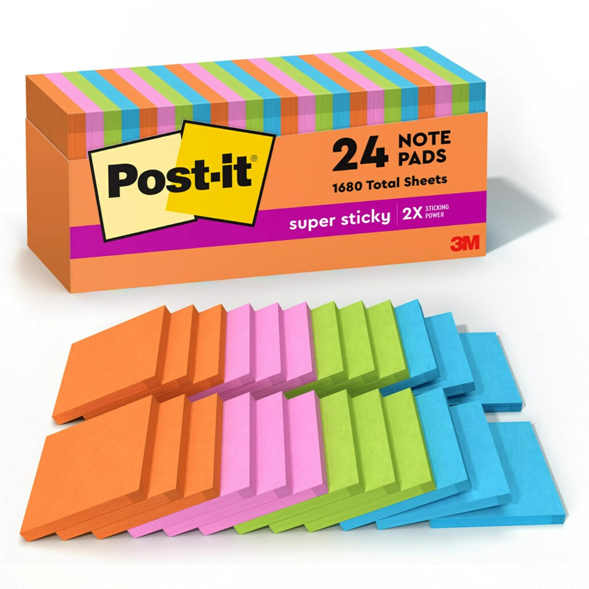 Post-it Notas Super Adhesivas 3x3 Pulgadas, Colores Surtidos - multicolor - 18.9 x 8.1 cm
