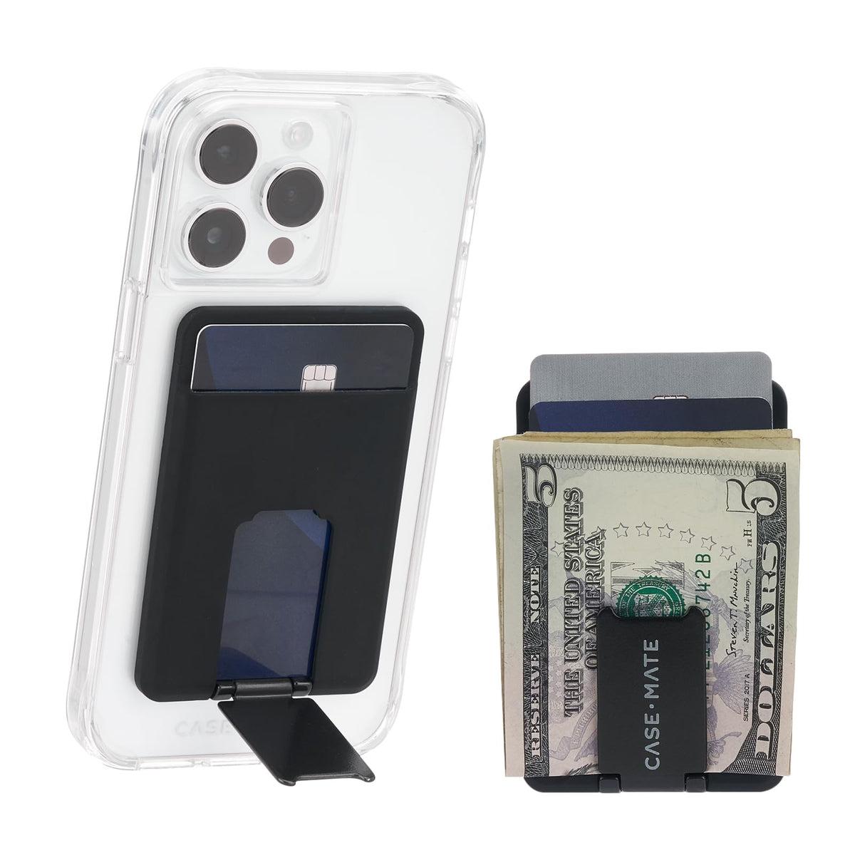 Case-Mate Portafolio Magnético 3 En 1 Para iPhone Con Soporte, Compatible Con MagSafe, Capacidad Para Hasta 2 Tarjetas Y Efectivo, Desmontable Para iPhone 15 Pro Max/14