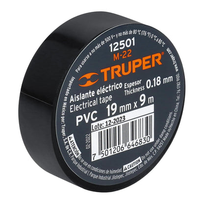 Truper M-22, Cintas de aislar, 9 m x 19 mm, negra