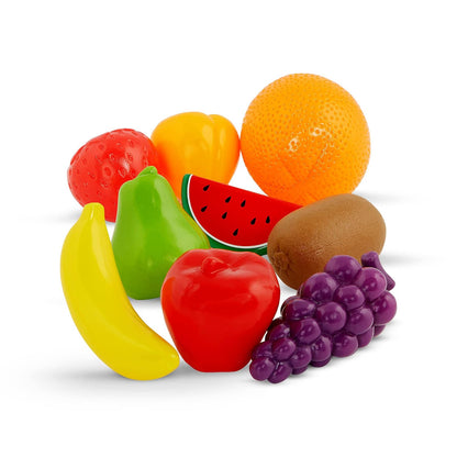 Play Circle Battat despensa de Juguete en Cubo con Alimentos y Accesorios | Despensa surtida con Set de 79, frutas, verduras, alimentos en caja, tabla, cuchillo y cubo con tapa y asa, 3 años y +