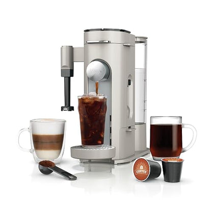 Ninja - Cafetera de especialidad para preparar una taza, compatible con cápsulas K-Cup y café molido, espumador de leche integrado, depósito de 1.65 litros, tazas de 177.44 ml hasta 710.89 ml, piedra