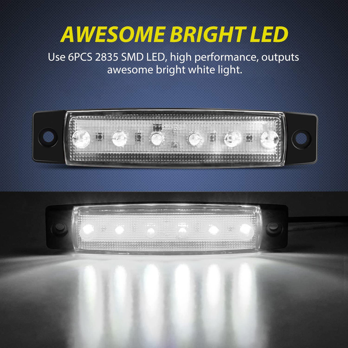 Nilight 10 Luces Indicadoras LED Blancas de 3.8 in, 12 V, para Camión, Caravana y Barco, TL-81