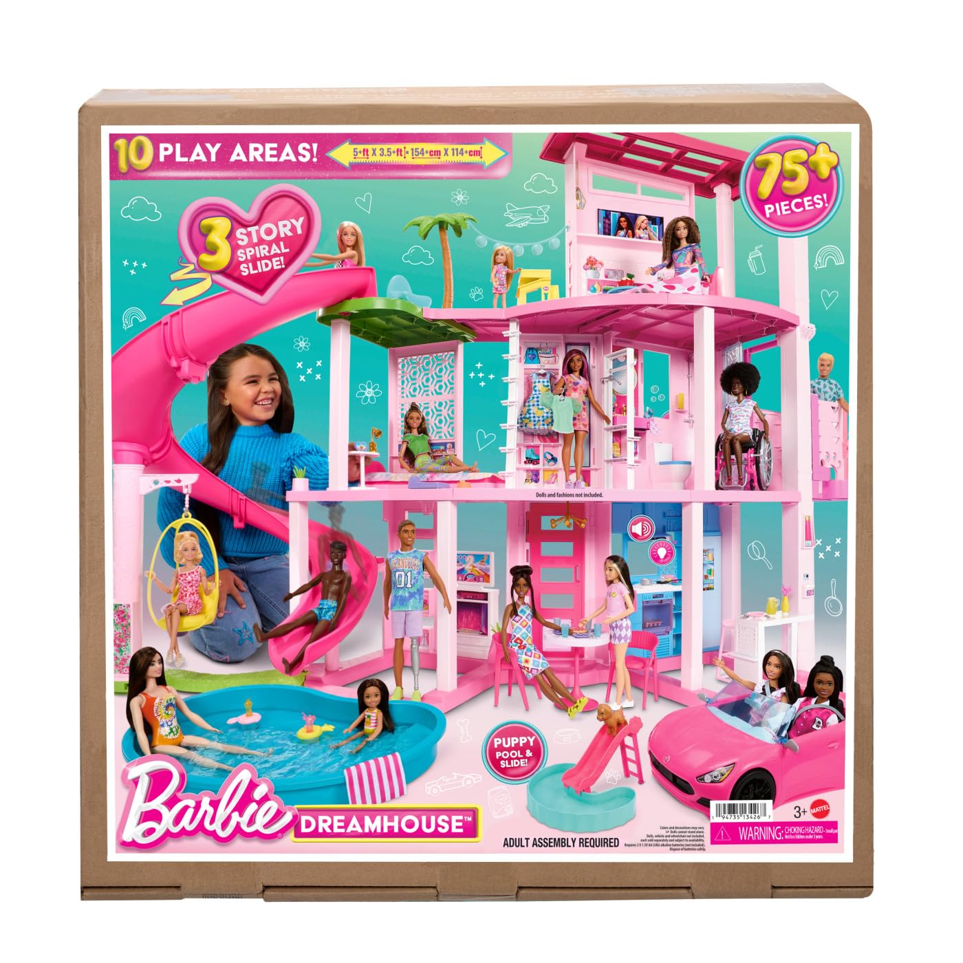Barbie Casa de Muñecas Nueva Casa de los Sueños con Tobogán y Más de 75 Accesorios, para Niñas de 3 Años
