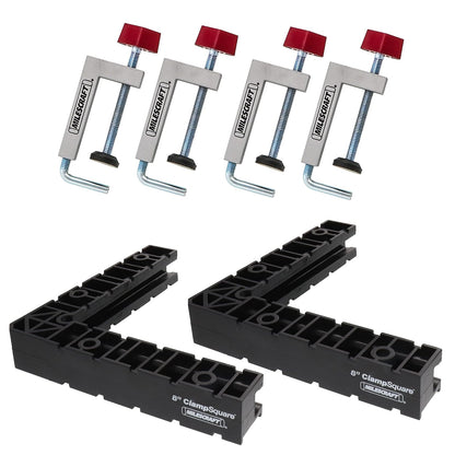 Milescraft 7350 Kit de abrazaderas para cercas, posicionamiento de sujeción de esquinas de 100-90°, cuadrados de ensamblaje y abrazaderas para cercas. Funciona en esquinas interiores o exteriores. Co