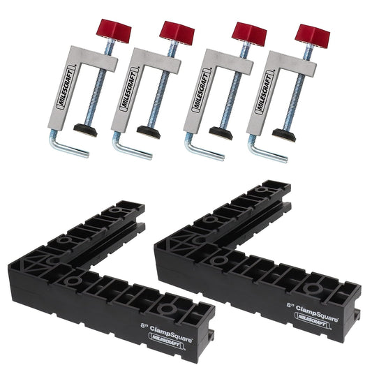 Milescraft 7350 Kit de abrazaderas para cercas, posicionamiento de sujeción de esquinas de 100-90°, cuadrados de ensamblaje y abrazaderas para cercas. Funciona en esquinas interiores o exteriores. Co