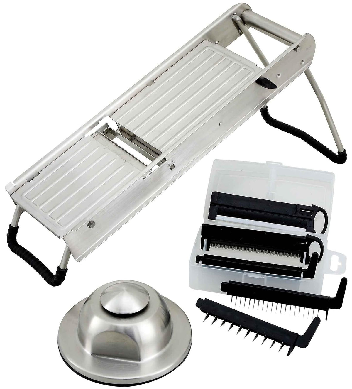 Winco Winware Juego de mandolina de acero inoxidable con protector de mano
