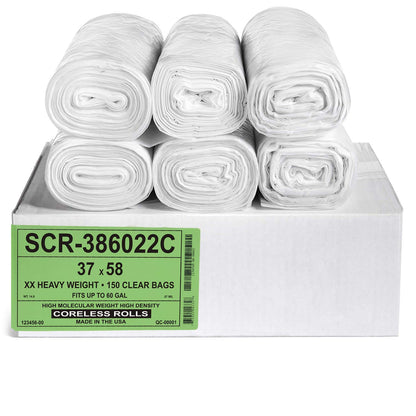 Aluf Plastics 55-60 Gallon Trash Bags - (Commercial 200 Pack) - Source Reduction Series Value High Density 22 Micron Gauge (equiv) - Intended for Home, Office, Bathroom, Paper, Styrofoam