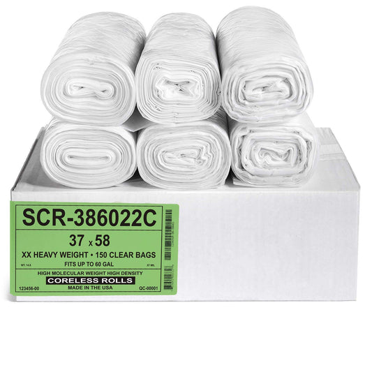 Aluf Plastics 55-60 Gallon Trash Bags - (Commercial 200 Pack) - Source Reduction Series Value High Density 22 Micron Gauge (equiv) - Intended for Home, Office, Bathroom, Paper, Styrofoam
