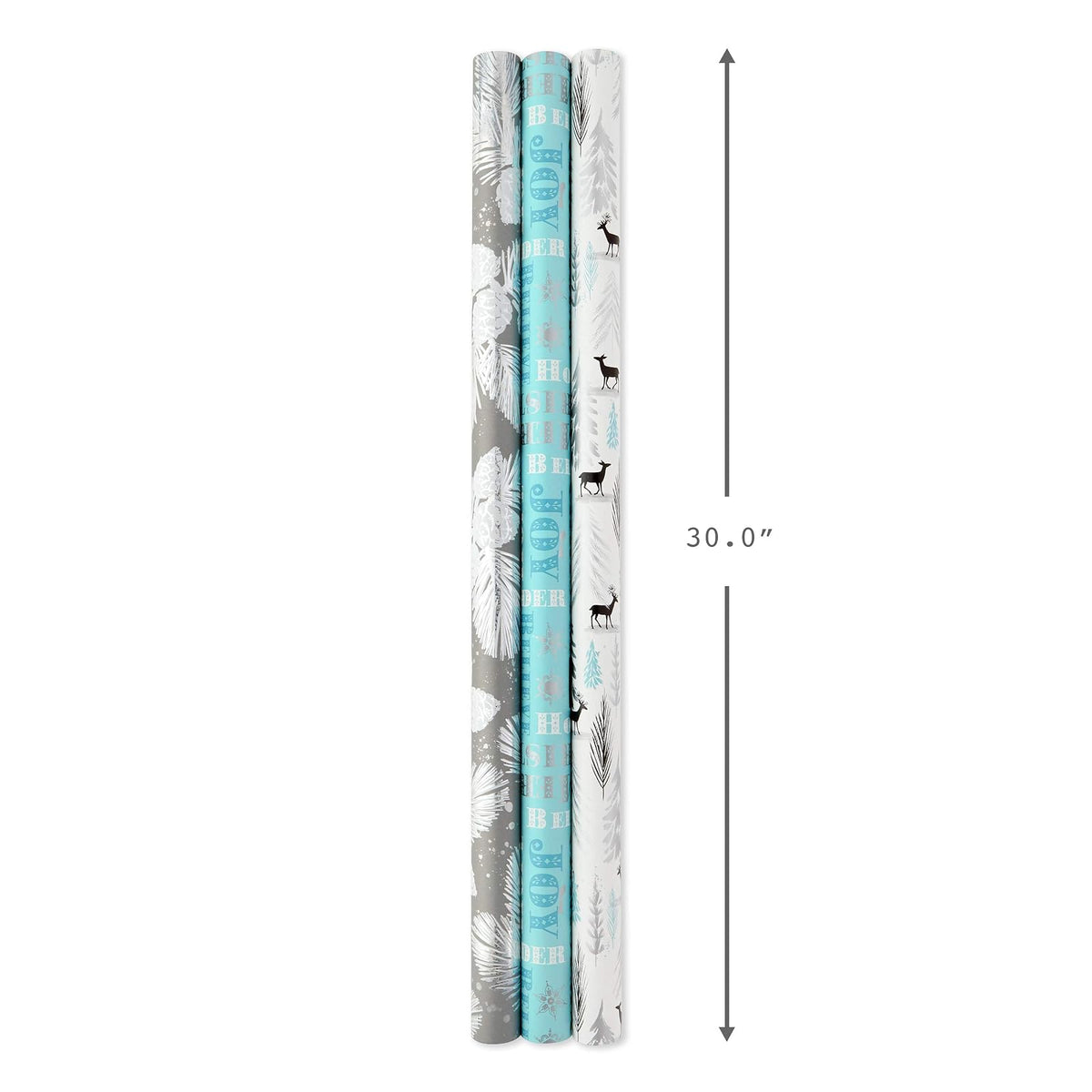 Hallmark Paquete de papel de regalo de día festivo con líneas cortadas en el reverso, Elegant Trend, 3 Pack, Tri-Pack, 1