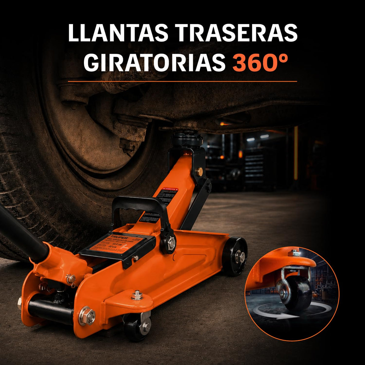 TRUPER Gato de Patín 2 t, Naranja y Negro
