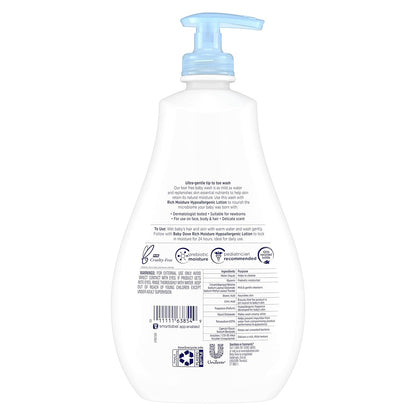 Baby Dove Testa ai piedi bambino Wash Rich Moisture 20 oz | 591 ml, paquete de 1, hipoalergénico, sin lágrimas, nutre piel delicada