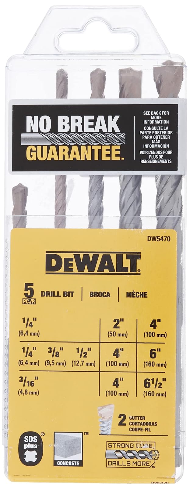 DEWALT Juego de Brocas Carburo SDS Plus 5 Piezas DW5470