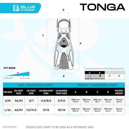 Cressi - Juego de esnórquel para Adultos (máscara, esnórquel seco, Aletas Ajustables) - Equipo Ligero - Tonga Pro Dry Set: diseñado en Italia