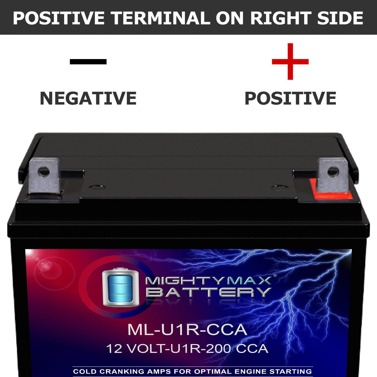 Mighty Max Battery ML-U1-CCA-XRP -12 voltios, 200 CCA, tuerca y tornillo (NB), batería recargable SLA AGM