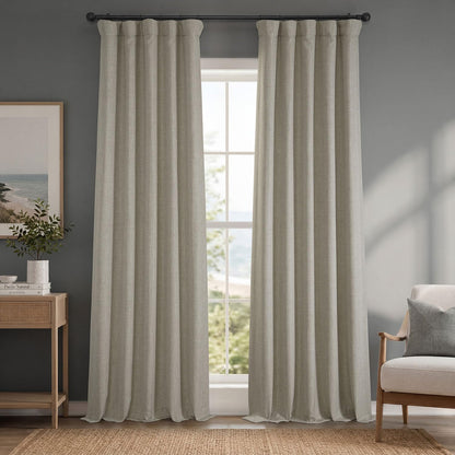 Half Price Drapes Cortina de Lino Sintético para Oscurecer - 127An x 213.4Al cm (1 Paneles) - Avena