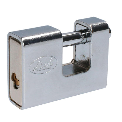 Lock L22C80QCBB Candado de acero para cortina metálica 80 mm, cromo satinado, llave de puntos