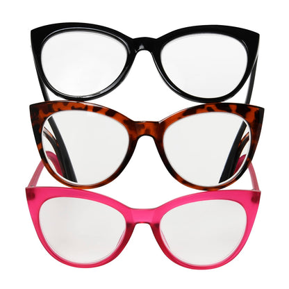 Betsey Johnson Telcroc - Juego de 3 anteojos de lectura con forma de forma