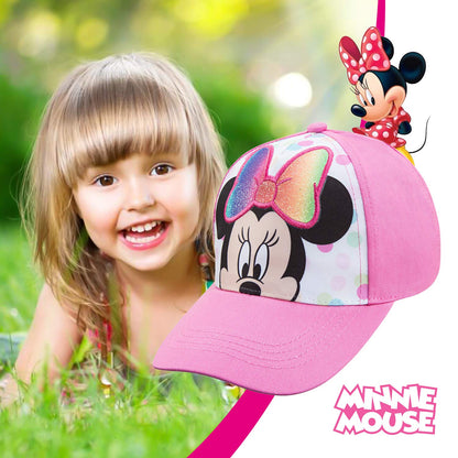 Disney Minnie Mouse - Gorra de béisbol rosa para niñas pequeñas, edades de 2 a 4 años, cierre de velcro ajustable, color rosa/blanco
