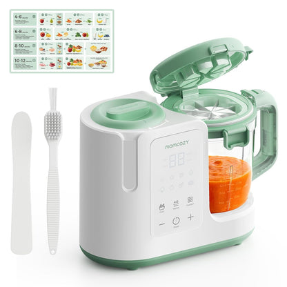 Momcozy AutoMeal Procesador de Alimentos para Bebé – Vapor y Licuado Automático, Vaso 15oz, 6 Cuchillas, Auto-limpieza, 3 Texturas para Papillas Caseras