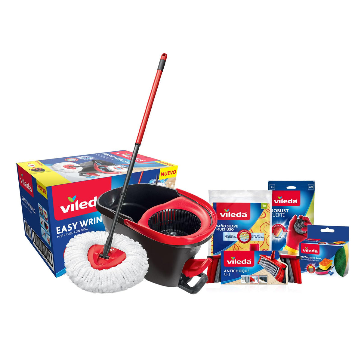 Vileda Easy Wring Trapeador de Microfibra con Cubeta y Pedal - Combo Soluciones