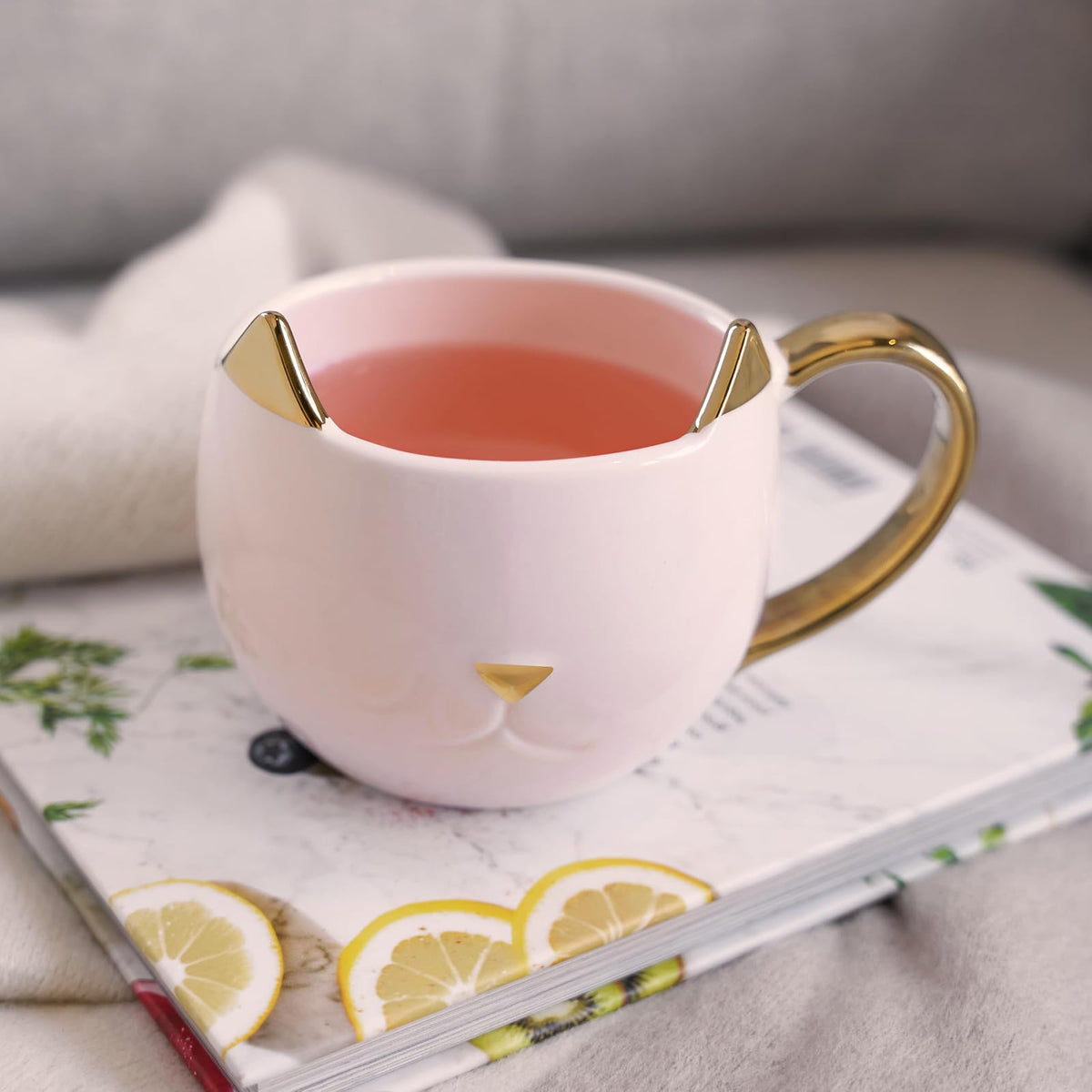 Pinky Up Chloe - Taza, diseño de gato, Rosado, 12 onzas, 1