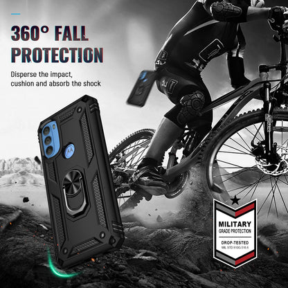 BestAlice.MX BestMX Funda para Motorola Moto G71 5G Case + Protector de Pantalla de Cristal Templado, Rude Uso Híbrida Rugged Protección Bumper Carcasa con Pie De Apoyo, Negro