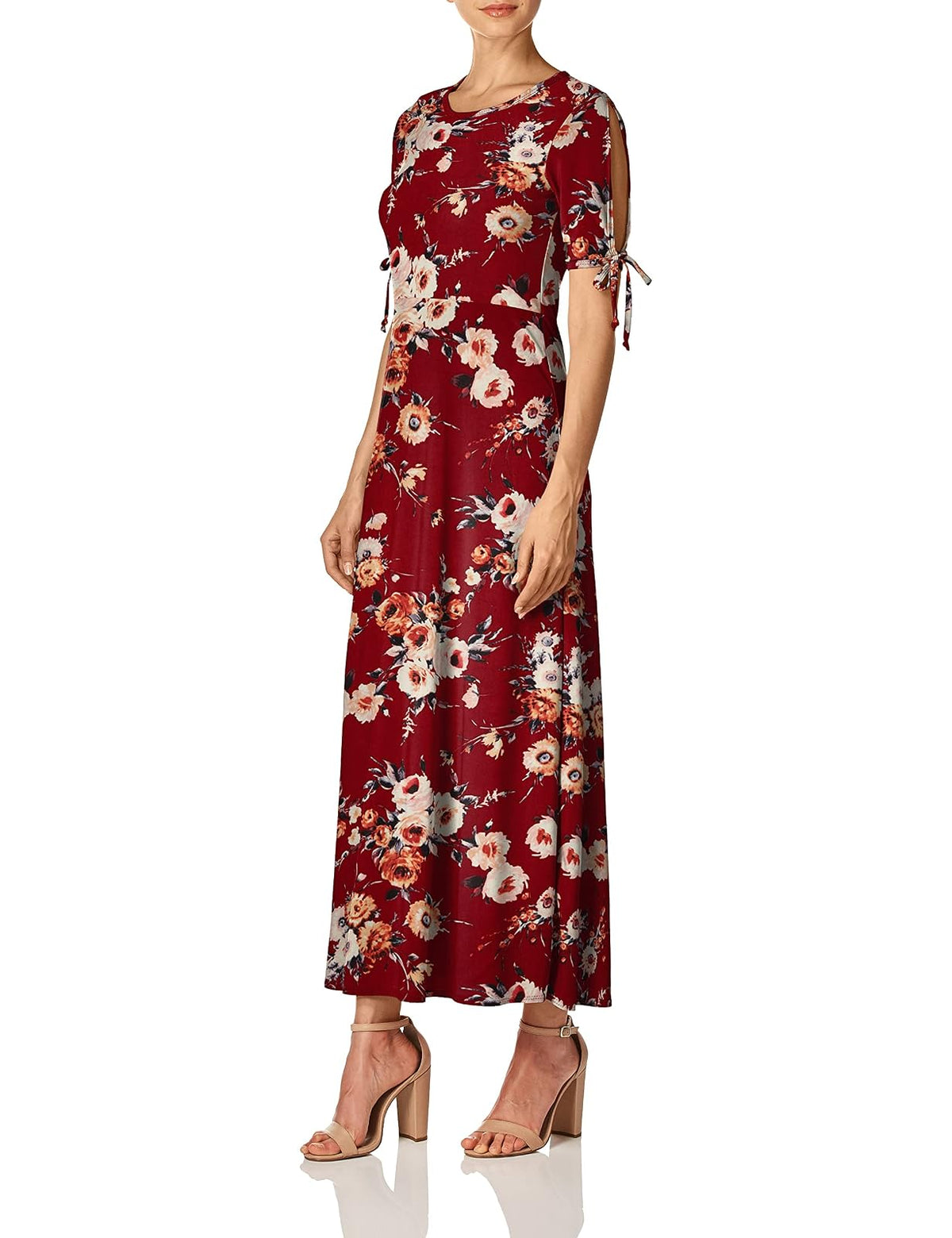 Star Vixen Maxi Vestido de Manga Corta, con Abertura en la Espalda, con Costura de Patinador. Vestido para Mujer