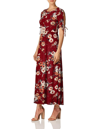 Star Vixen Maxi Vestido de Manga Corta, con Abertura en la Espalda, con Costura de Patinador. Vestido para Mujer