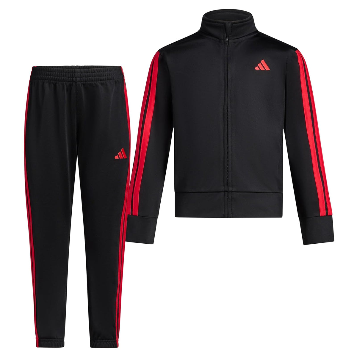 adidas conjunto de chamarra con cierre y jogger para niño - 4 Años - Negro - Rojo