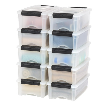 IRIS USA 10 Contenedores de 6 Qt con Tapa, Perla | Oculta el contenido para una apariencia limpia. Ideal para zapatos, fotos, documentos y artículos pequeños. Diseño anidable.