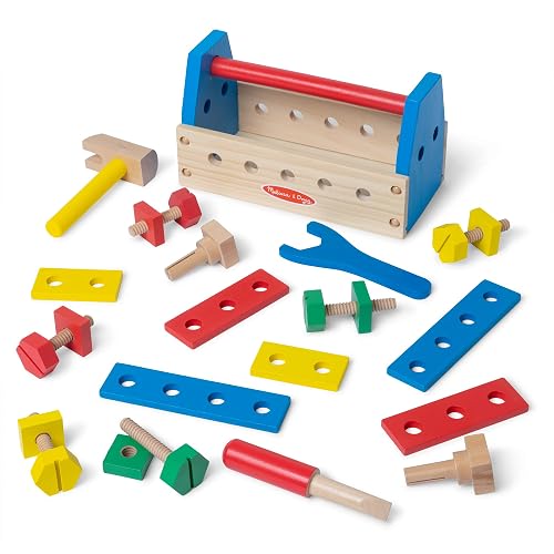 Melissa & Doug Kit de Herramientas de Madera para Llevar, Juguete de Construcción, Juguete de Madera, Juego de Imitación