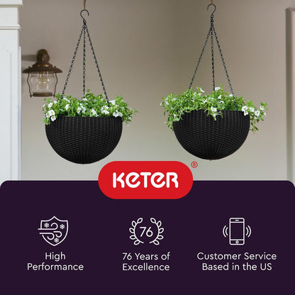 Keter 237997 Hanging Planter Set, Graphite