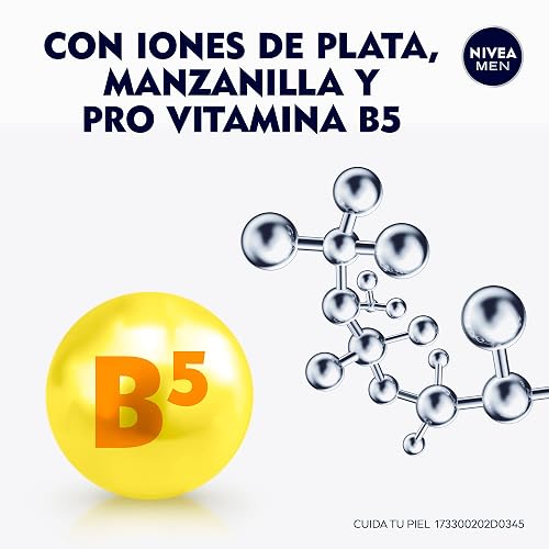 NIVEA MEN Gel para Afeitar Silver Protect (200 ml) Antibacterial con Iones de Plata, Manzanilla y Pro Vitamina B5 para una afeitada al ras