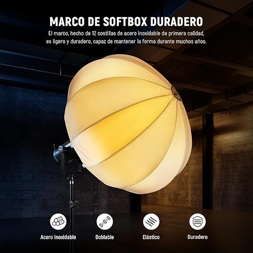 NEEWER 65cm Softbox Linterna, Difusor de Luz de 360° de Liberación Rápida Softbox con Bowens Mount con Aleación de Nylon para RGB CB60 CB60B CB200B MS60B MS60C MS150B Luz de Video LED Continua, NS26L