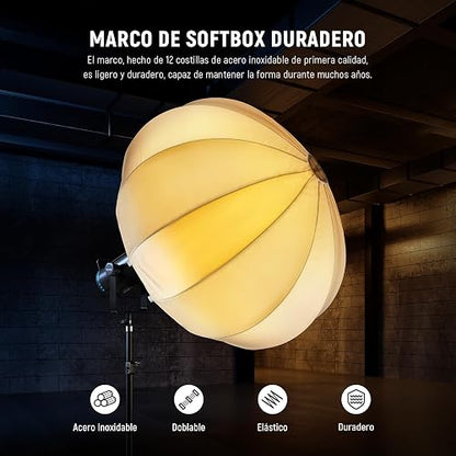 NEEWER 65cm Softbox Linterna, Difusor de Luz de 360° de Liberación Rápida Softbox con Bowens Mount con Aleación de Nylon para RGB CB60 CB60B CB200B MS60B MS60C MS150B Luz de Video LED Continua, NS26L