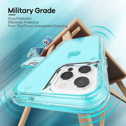 ORIbox - Funda para iPhone 13/12 Pro MAX, protección contra caídas de Grado Militar de 10 pies, Transparente, Resistente, a Prueba de Golpes, anticaídas, 6.7 Pulgadas, 3 en 1, Azul Vidrio