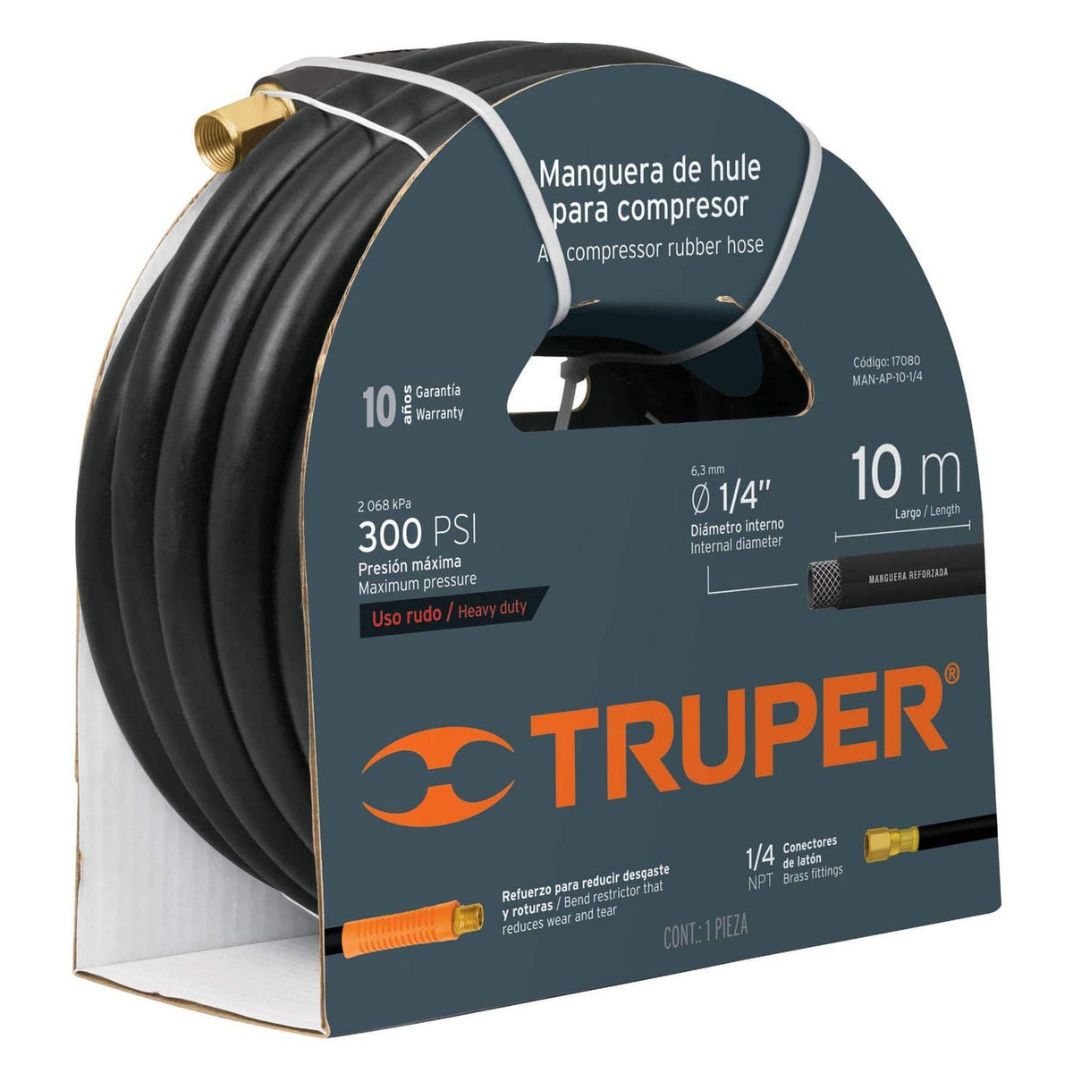 Truper MAN-AP-10-3/8, Manguera para alta presión, 10 mts, 3/8"
