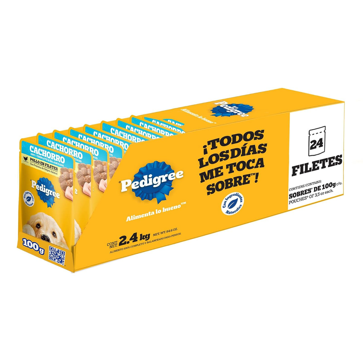 Pedigree - Sobres para Perro Cachorro, Pollo En Filetes, Nutrición para tu Mascota, Proteínas y Fibras, 24 Sobres