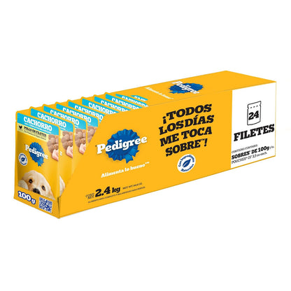 Pedigree - Sobres para Perro Cachorro, Pollo En Filetes, Nutrición para tu Mascota, Proteínas y Fibras, 24 Sobres