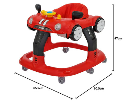 PRINSEL | Andadera Auto Boy LX para bebés Roja, Tablero Didáctico y Luces