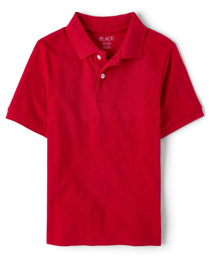 The Children's Place Polo de Manga Corta para niño - Estándar - XXL - Clásico rojo
