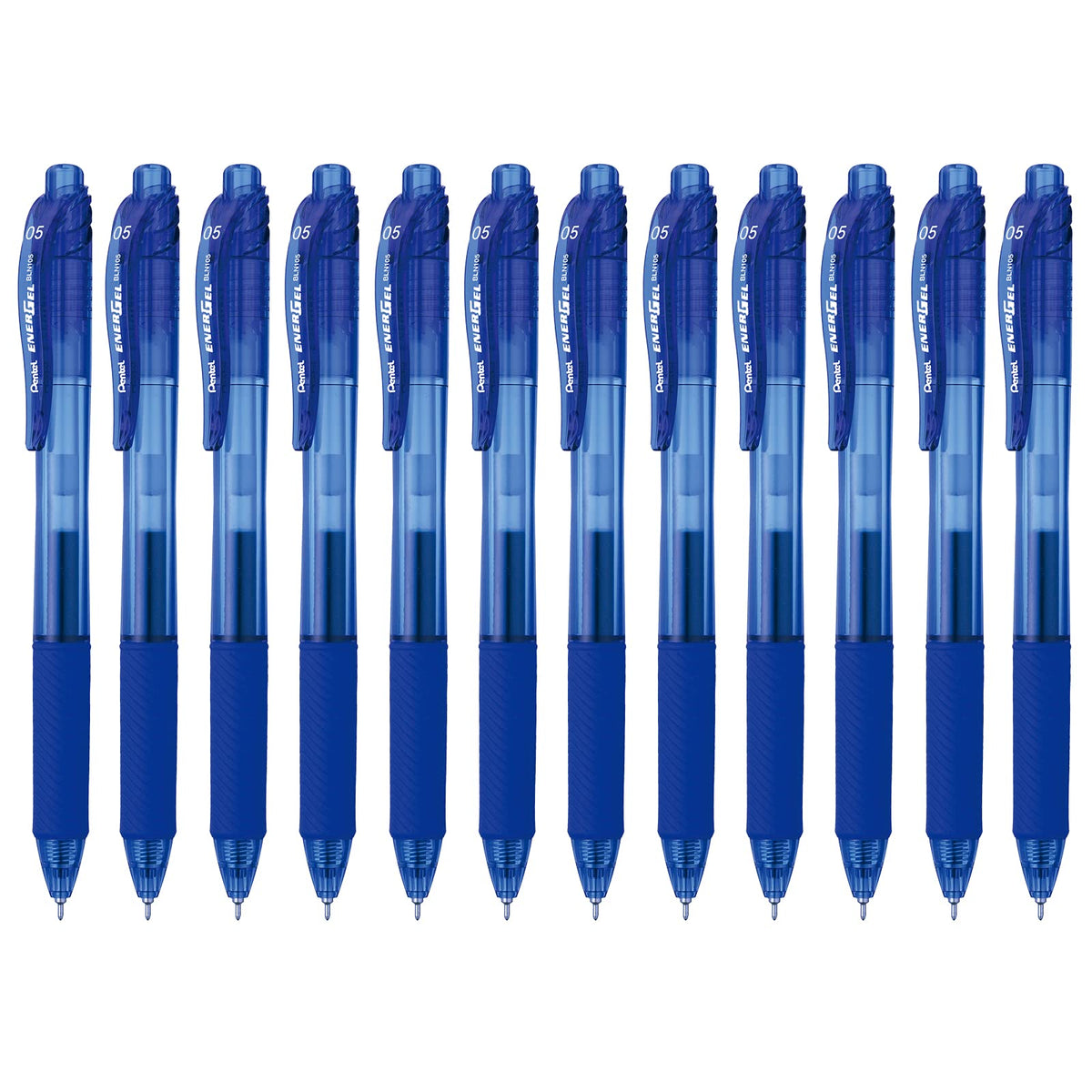 Pentel EnerGel-X Bolígrafo de Gel Punta de Aguja 0.5 mm, Paquete de 8 - 12 Unidad (Paquete de 1) - Aguja de 0,5 mm - azul