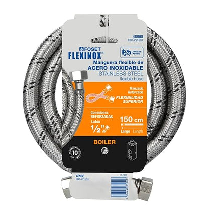 Foset FBO-22150X, Manguera para boiler acero inoxidable 1/2"x1/2" largo 150 cm