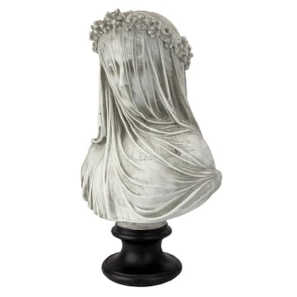 Design Toscano - Estatua de Busto para Interior, 9 Pulgadas de Ancho, 14 Pulgadas de Alto, polirresina fundida a Mano, Acabado Blanco Envejecido con una Base Pintada Negra