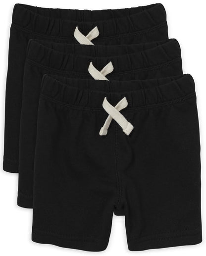 The Children's Place Pantalones Cortos para bebé y niño, Paquete de 3 Pantalones Cortos para bebés niños - Negro paquete de 3 - 9-12 Meses