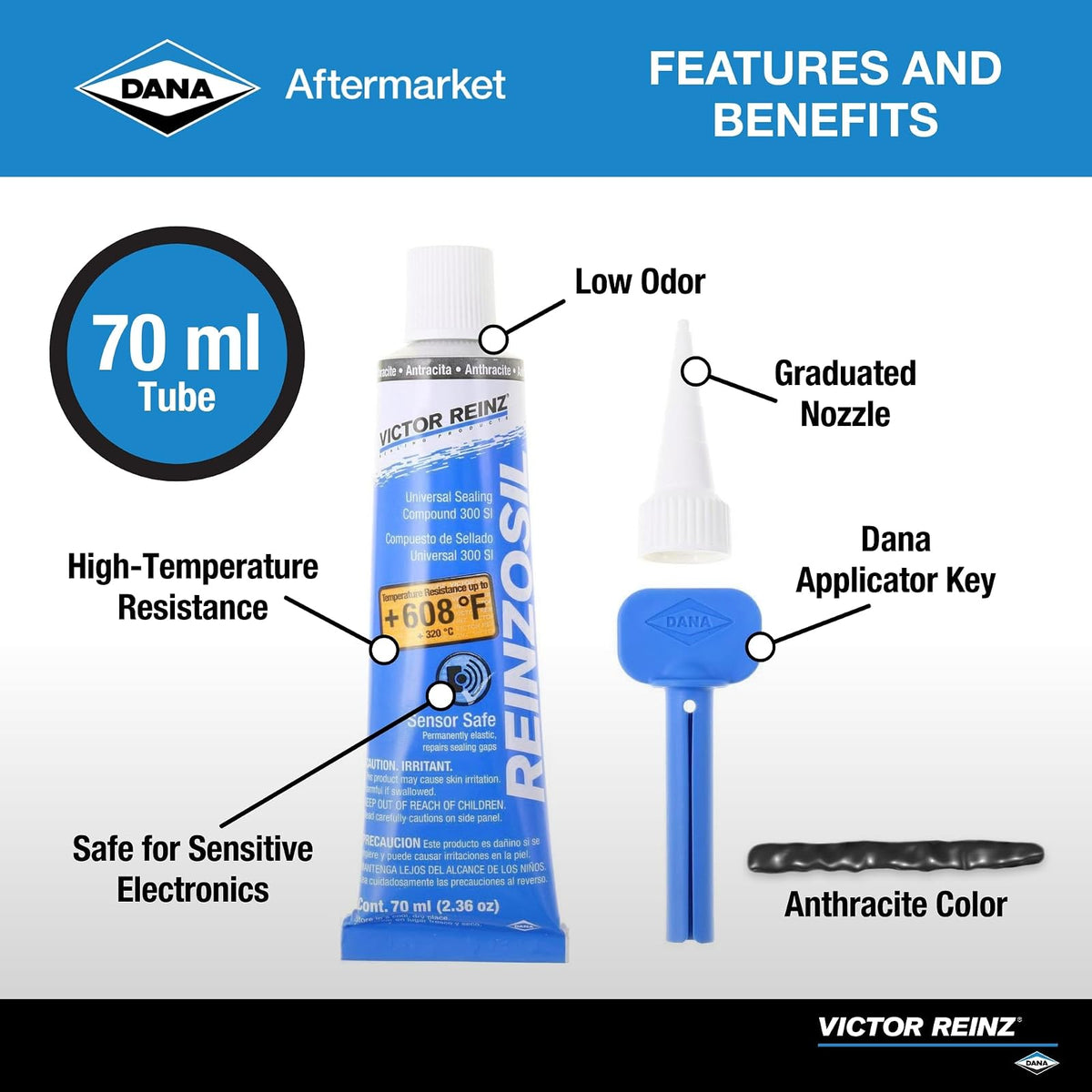 Victor Reinz 70-31414-10 Reinzosil RTV Silicona Tubo de 70 ml, Sin Color